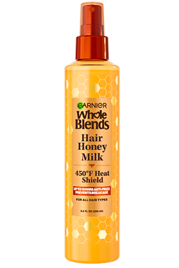 Front Pack of Hair Honey Milk 450F Heat Shield Spray, Anti-Frizz